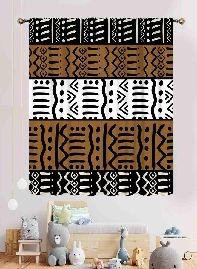 TKUYO African Mudcloth Curtains, Boho Modern Abstract Geometric Print Tribal Africa Ethnic Pattern Bohemian Brown Blackout Window Curtains for Living Room Bedroom Kitchen Bathroom 2 Panels, 42"x45" Inch - Image 3